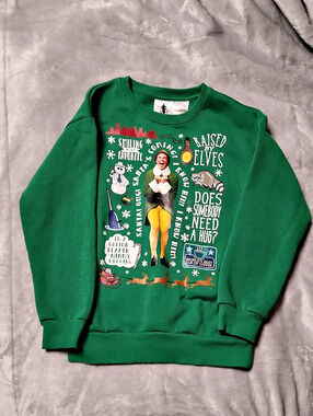 elf Christmas sweatshirt Christmas Graphic Sweatshirt Green Boys Large
